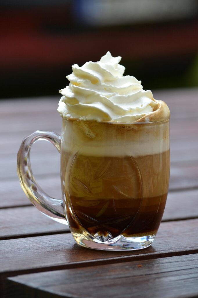 coffee, coffee cup, cup, whipped cream, rest